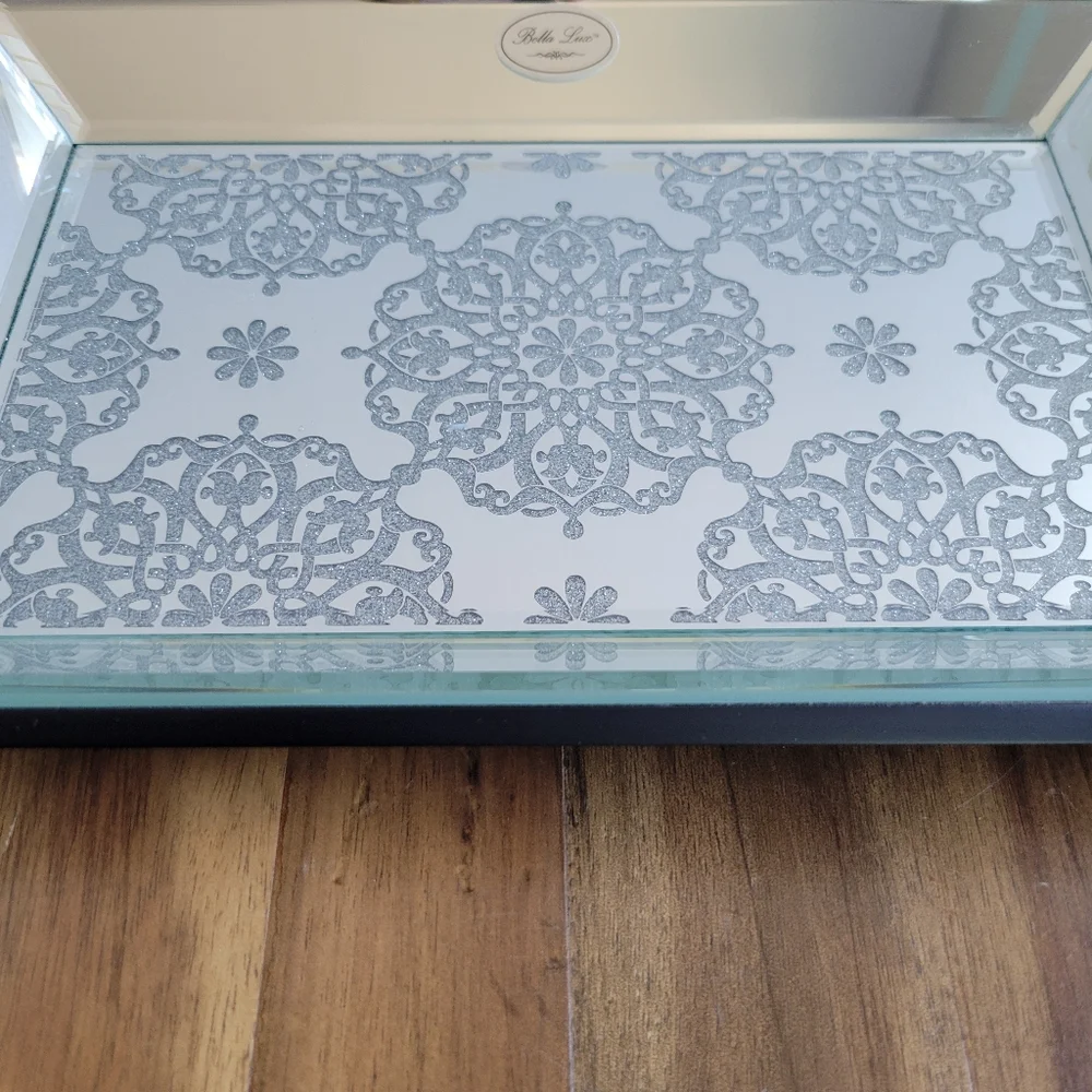 EUC Bella Lux Vanity Tray Mirrored Bathroom Accessory